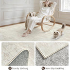 5x7 Area Rugs for Living Room: Vintage Boho Neutral Washable Rug Indoor Soft - Image 4