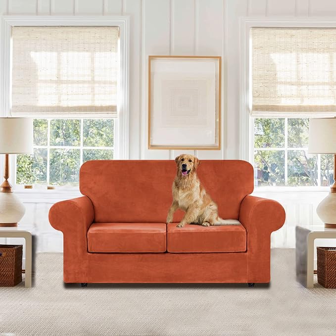 WEERRW Velvet Couch Covers for 2 Cushion Couch Sofa - Image 2