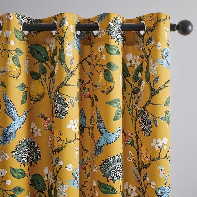 Topfinel Mustard Yellow Vintage Curtains & Drapes 84 Inches Long, Grommet by Topfinel