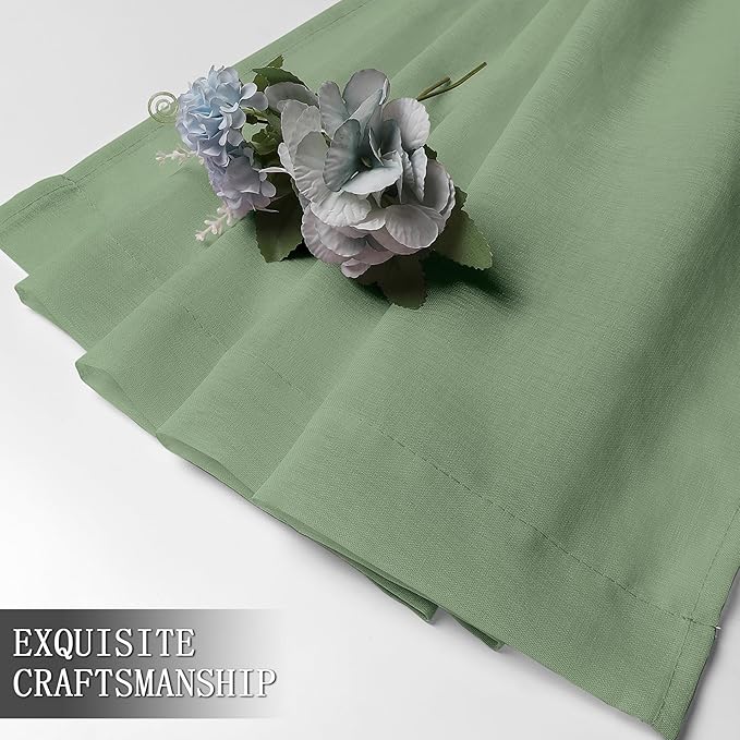 Tollpiz Sheer Tier Curtain Linen Textured Half Kitchen Curtains Sheer Light - Image 7