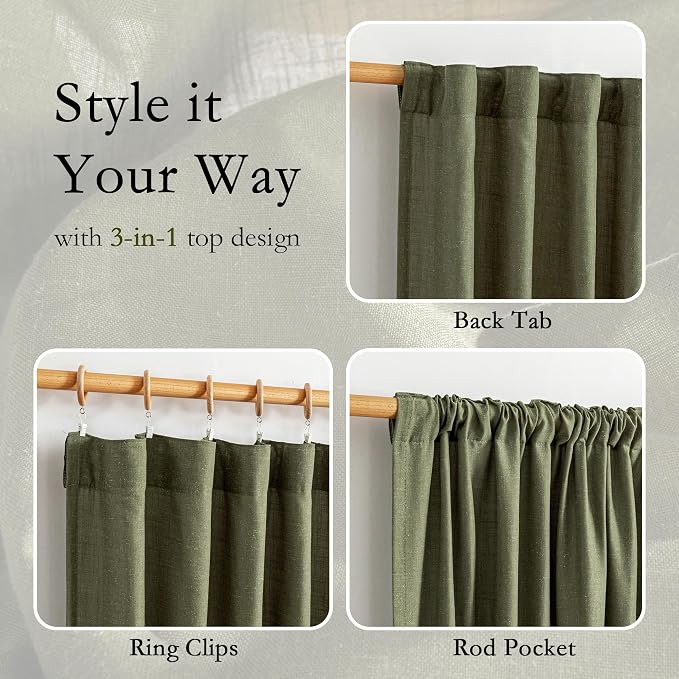 MYSKY HOME Living Room Curtains 90 Inches Long Farmhouse Light Filtering - Image 4