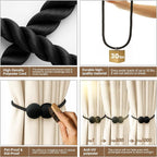 Hion Magnetic Curtain Tiebacks Black 2pcs, Curtain Tiebacks Buckles Holdbacks - Image 3