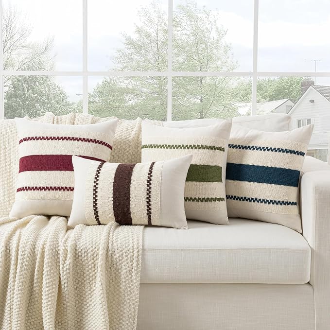 Fancy Homi Set of 1 Burgundy Boho Euro Decorative Throw Pillow Covers 26x26 Inch - Image 5