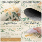 Area Rugs 9x12 Living Room: Floral Washable Rug Vintage Large Soft Boho - Image 6