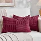 Fancy Homi 2 Packs Burgundy Lumbar Decorative Throw Pillow Covers 20x28 Inch by Fancy+Homi
