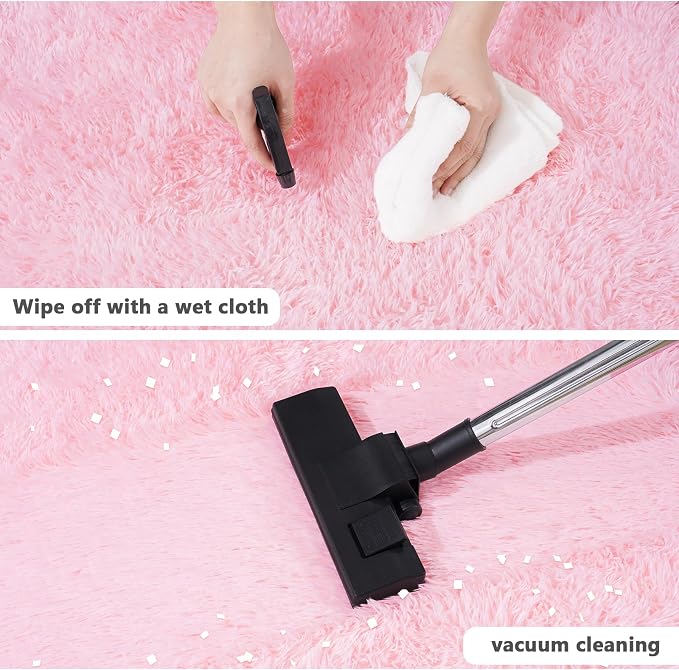 3'x3' Round Pink Rugs for Girls Bedroom, Ultra Soft Fluffy Circle Rug for Kids - Image 4