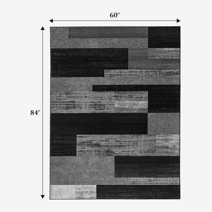 LIANLAM 5x7 Washable Area Rugs for Living Room and Bedroom, Vintage Checkered - Image 2
