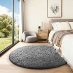 Ophanie Round Rug 4Ft Grey Circle Area Rugs, Fluffy Fuzzy Small Bedroom Carpet - Image 5