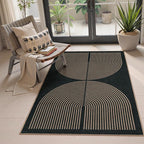 Lahome Enfys Modern Rainbow Easy Jute Outdoor Patio Rug, 3x5 Black Washable Rugs by Lahome