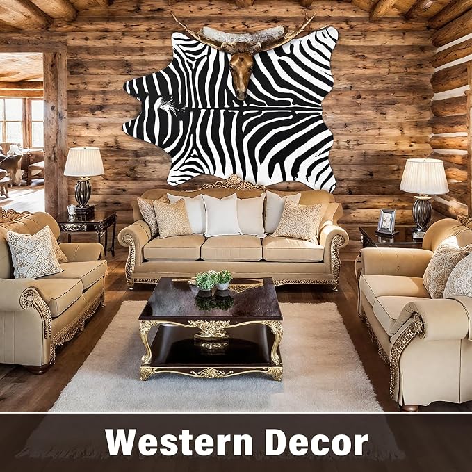AROGAN Premium Faux Zebra Hide Rug 4.6 x 5.2 Feet, Sturdy and Large Size Bear - Image 8