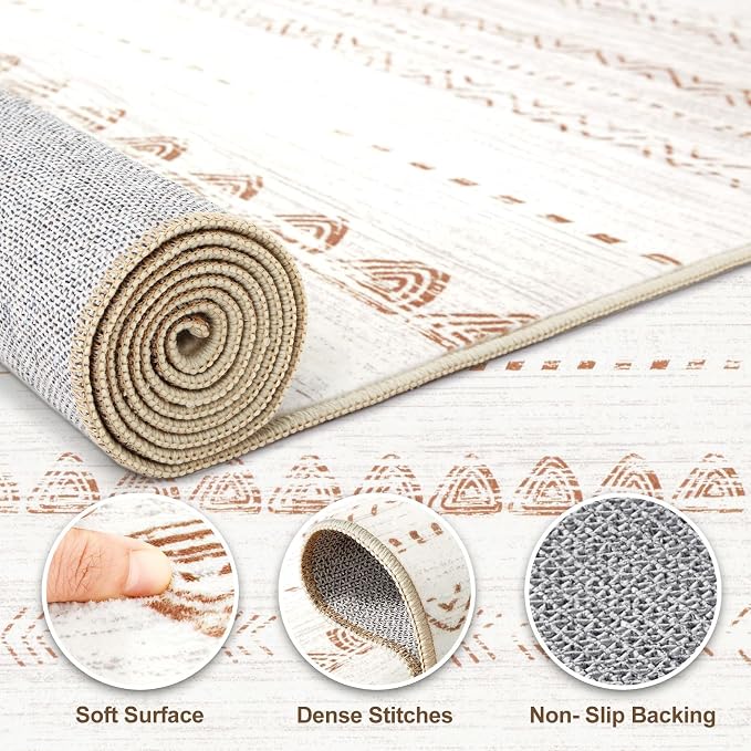 Nakagishi 7x10 Area Rug Living Room: Washable Boho Large Neutral Soft Farmhouse - Image 3