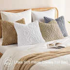 decorUhome Throw Pillow Covers 26x26 Inch Set of 2, Soft Plush Faux Wool Khaki - Image 6