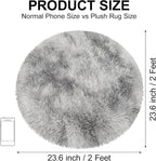Tie Dye Grey Round Rugs Small 2x2 ft Fluffy Circle Rug Furry Carpet Shaggy - Image 2