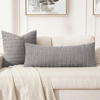 MIULEE Pack of 1 Light Grey Long Body Lumbar Decorative Throw Pillow Cover - Image 3
