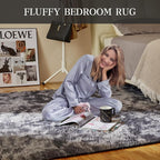 KNZE 9X12 Feet High Pile Tie-Dye Rug, Dark Grey, Area Rug - Image 4