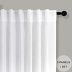 Pitalk White Linen Curtains 90 Inch Length - Image 2