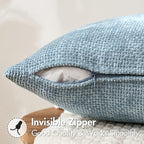 MIULEE Pack of 2 Euro Sham Pillow Covers 24x24 Inch Coastal Smoke Blue Modern - Image 6