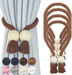 4 Pack Magnetic Curtain Tiebacks Cotton Hand Woven Tie Back Decorative Rope by CurtianTiebacks