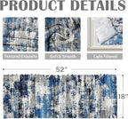 Emvency 4 Pack Valances Window Treatments, Abstract Modern Blue Grey Rustic - Image 3