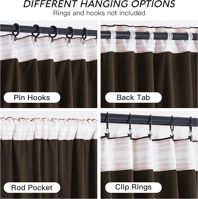 RYB HOME Brown Velvet Curtains 102 inches - Image 4