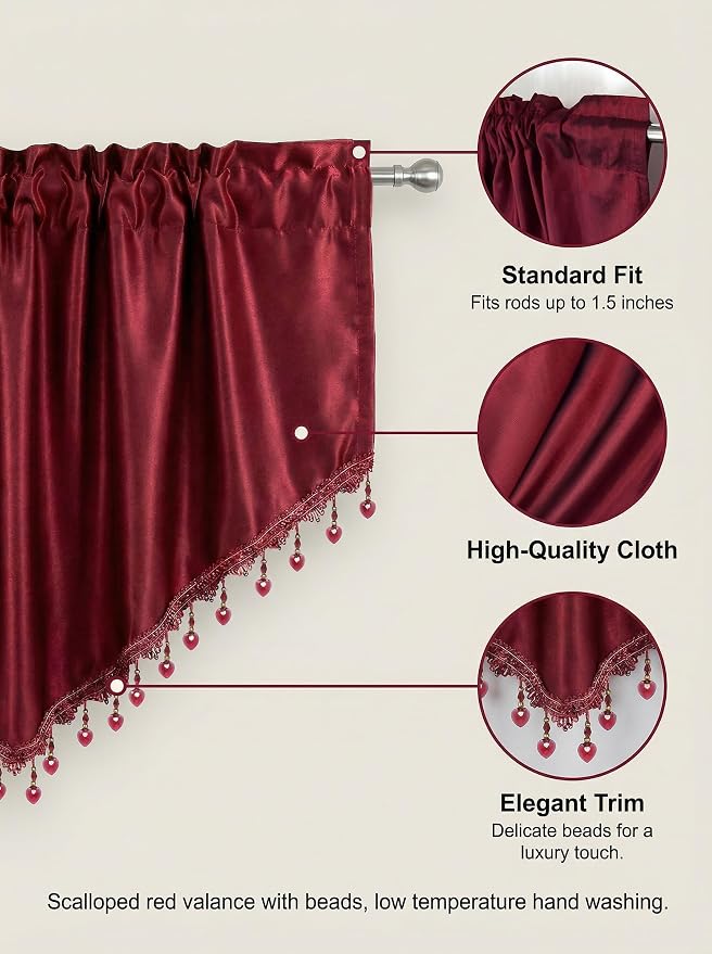 Molaxhome Swag Curtain 51 inch Length Rod Pocket Scalloped Curtain Valance - Image 6