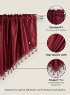 Molaxhome Swag Curtain 51 inch Length Rod Pocket Scalloped Curtain Valance - Image 6