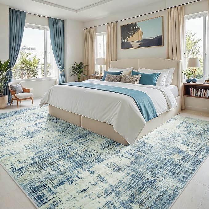 9x12 Area Rugs for Living Room Washable Rug: Anti-Skid Abstract Modern Living - Image 2