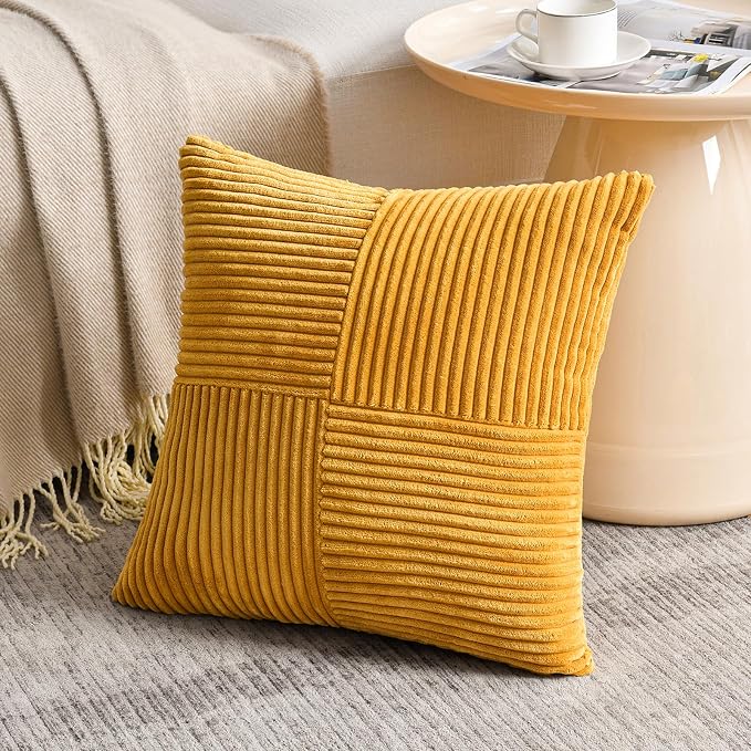Fancy Homi 2 Packs Gold Yellow Samll Decorative Throw Pillow Covers 14x14 Inch - Image 2