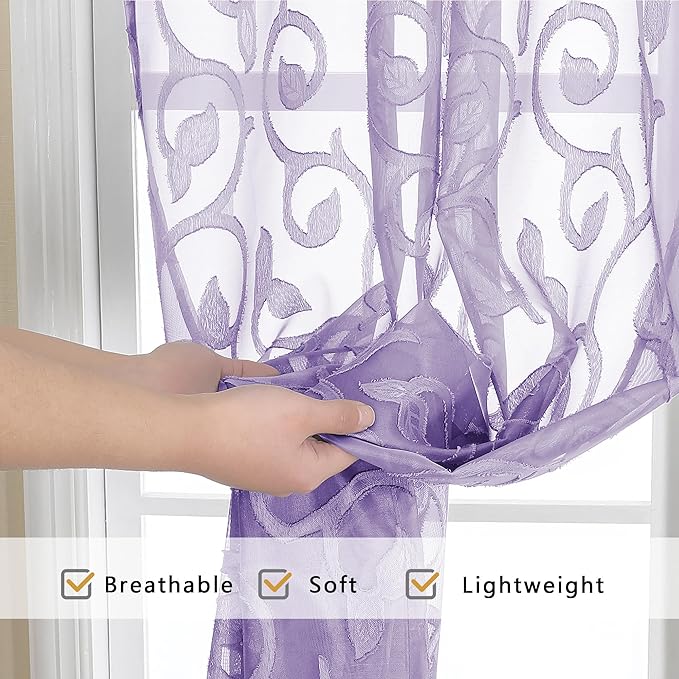OWENIE Furman Extra Long Sheer Curtains 96 inches Long - Image 5