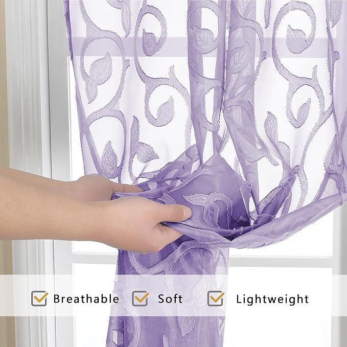 OWENIE Furman Sheer Curtains 63 inch Length - Image 3