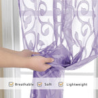 OWENIE Furman Light Purple Sheer Curtains 54 Inch Length 2 Panels Set - Image 5