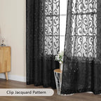 OWENIE Furman Sheer White Curtains, 45 Inch Length 2 Panels Set, Airy Jacquard - Image 5