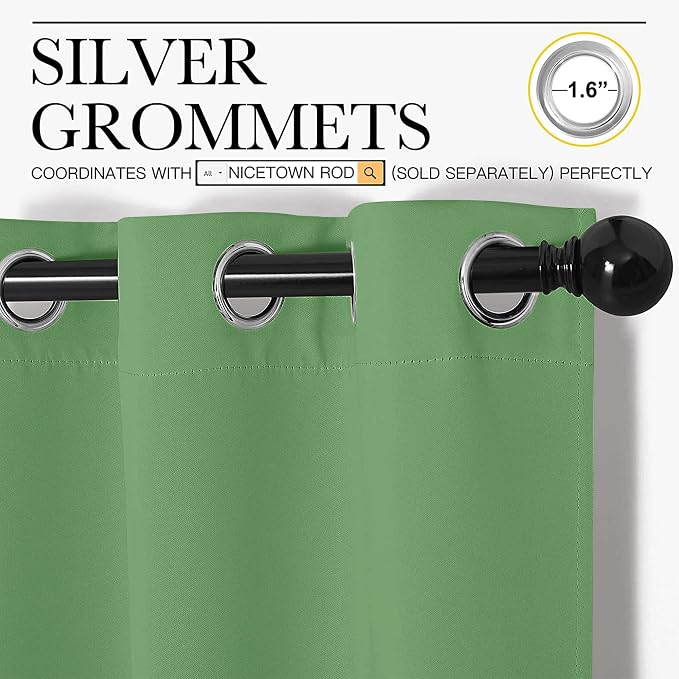 NICETOWN Blackout Window Curtains 70" L, 2 Panels, 34 inch, Forest Green - Image 2