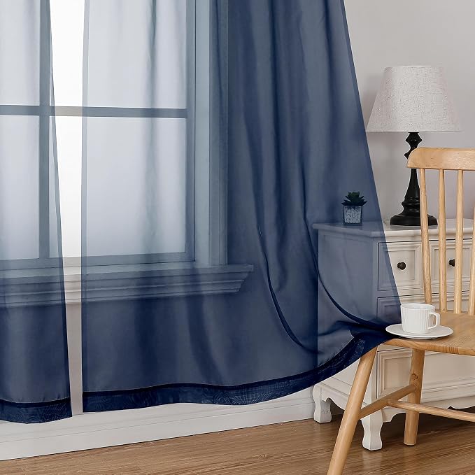 Simplebrand Navy Tier Curtains for Kitchen 24 Inches Long 2 Panels Set - Image 4