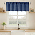 OVZME Navy Blue Valance for Windows, Light Filtering Faux Linen Textured Small by OVZME