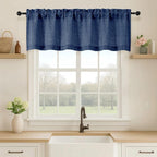 OVZME Navy Blue Valance for Windows, Light Filtering Faux Linen Textured Small by OVZME