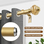 Curtain Rods for Windows 48 to 84 Inch, USFOOK 7/8 inch Luxury Gold Curtain Rod - Image 4