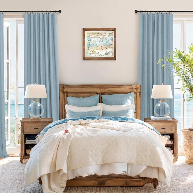 Dusty Blue Curtains for Nursery Girls Boy Bedroom 72 Inch Length 2 Panels - Image 3