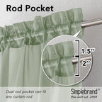 Simplebrand Rod Pocket Top Solid Voile Sheer Curtains - Image 2