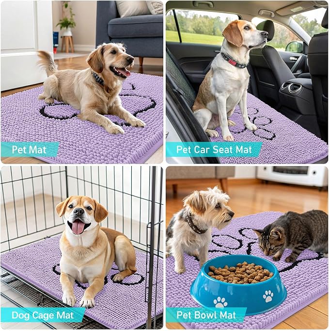 OLANLY Dog Door Mat for Muddy Paws 30x20, Paw Print Design, Absorbs Moisture - Image 7