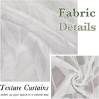 Lecloud Leia Sheer Ivory Kitchen Curtains 36 Inch Length 2 Pcs, Jacquard Leaf - Image 4