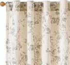 Lazzzy Grey Floral Linen Curtains 84 Inch Farmhouse Back Tab Drapes by Lazzzy