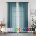 OWENIE Teal Sheer Curtains 84 inches Long 2 Panels Set, Light Filtering Rod by OWENIE