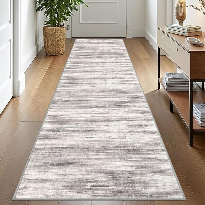 KOZYFLY Modern Abstract Washable Rug Runner 2.6x10 Hallway Rug Runner Non-Slip by KOZYFLY
