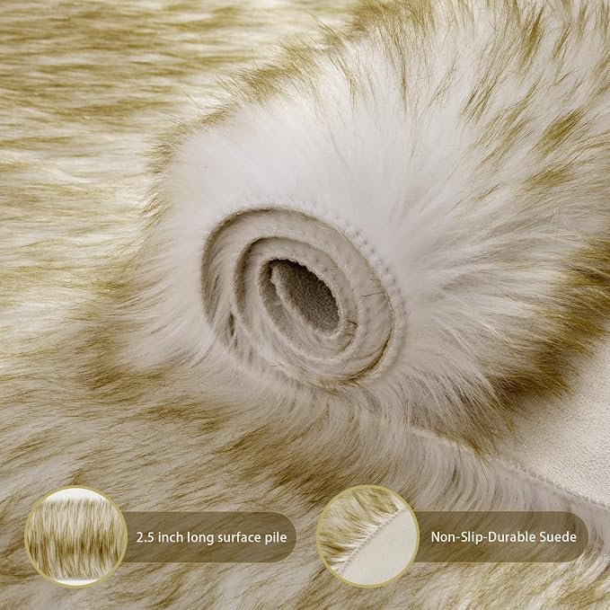 Ciicool Ultra Soft Faux Sheepskin Fur Rug Fluffy Rug - Image 5