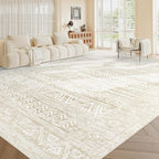 Living Room Rugs 9x12: Washable Moroccan Geometric Boho Rug Farmhouse Non Slip - Image 3
