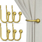 Hion Curtain Holdbacks Gold 6pcs, Curtain Tiebacks Wall Mounted Curtain Hooks by Hion