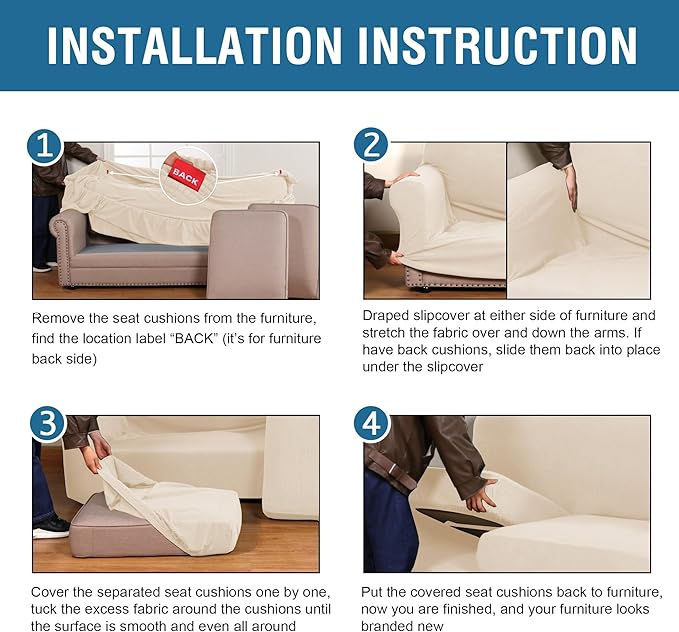 H.VERSAILTEX 3 Piece Stretch Sofa Covers - Image 6
