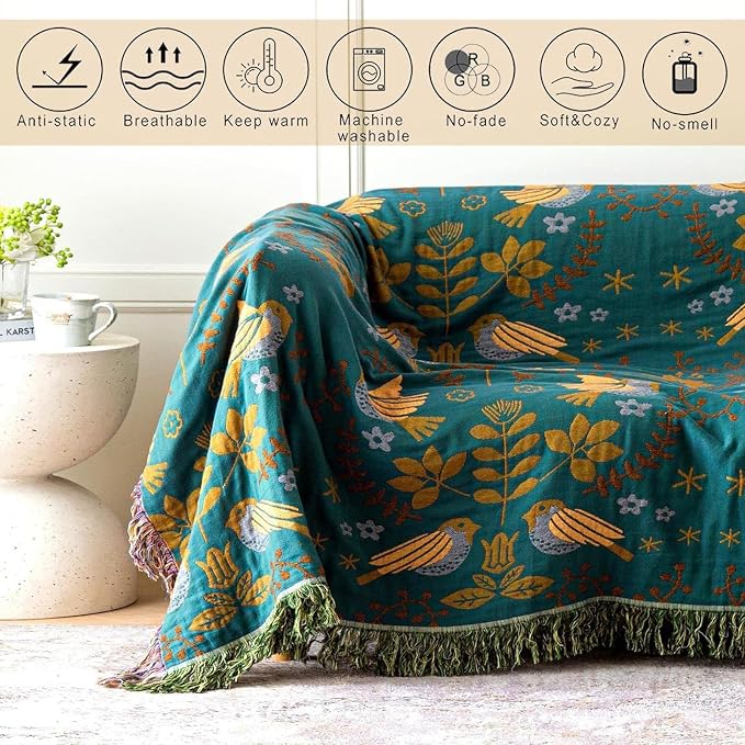 MSGKV Boho Throw Blanket 50"x60" Cotton Blanket - Image 4