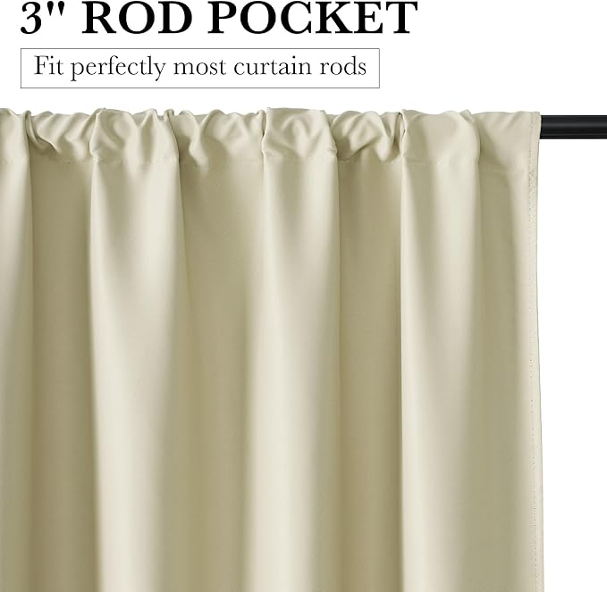 RYB HOME 100% Blackout Basement Curtains 24 inches Long, Heat & UV Blocking - Image 3